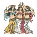 four belly dancers posing tattoo design idea