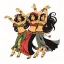 four belly dancers dancing  tattoo design idea