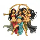four belly dancers dancing  tattoo design idea