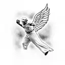 a baseball wrappen in angel wings with the number 28 inside as a players number tattoo design idea