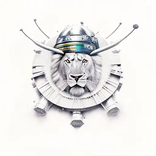 spartano con león y margaritas tattoo design idea