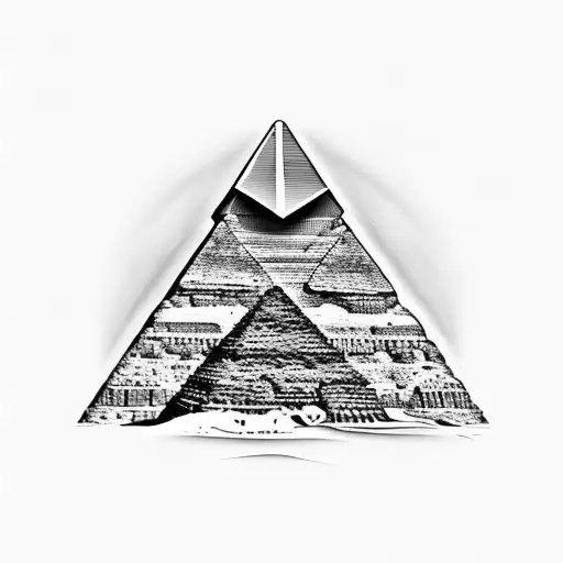 egyptian pyramids and cat and hieroglyphs  tattoo design idea