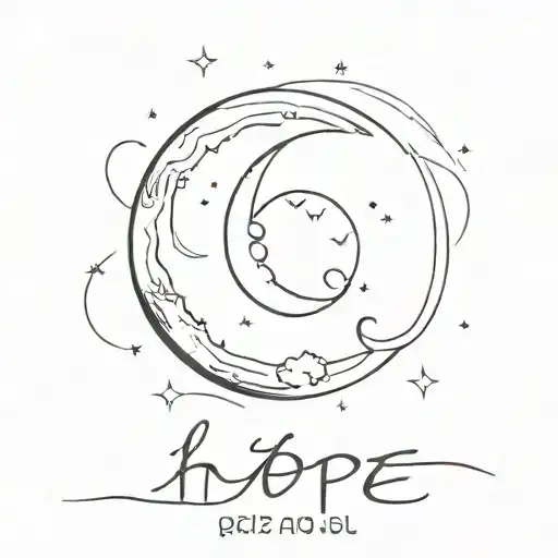 moon and the word hope written tattoo design idea