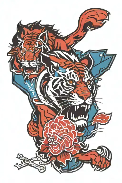detroit lions detroit redwings logo tattoo design idea