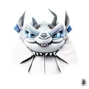 Dragão banguela rindo com o stich com o chapéu seletor na cabeça  tattoo design idea