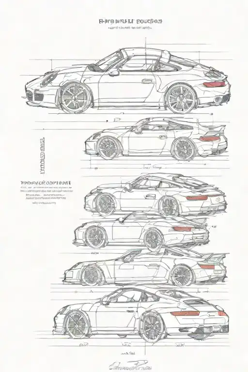 porsche 911 sc targa blueprints forming tattoo design idea