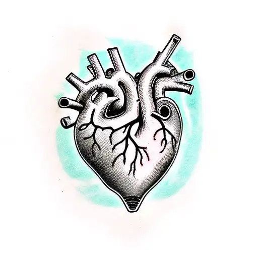 Anatomical Heart with a hand around tattoo design idea