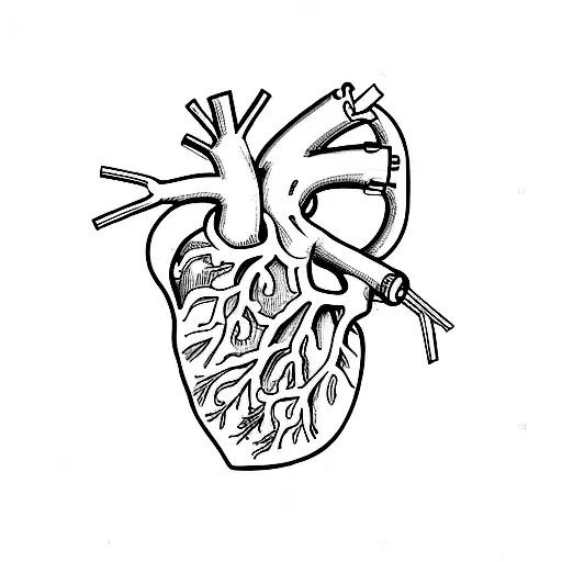 Anatomical Heart with a hand around tattoo design idea