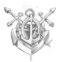 anchor and heart tattoo design idea