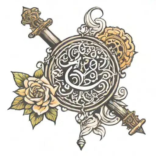 remember and allah and dicipline and fitness tattoo design idea