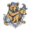 bear and ugly witch tattoo design idea
