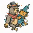 bear and ugly witch tattoo design idea
