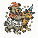 bear and ugly witch tattoo design idea
