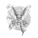 robin with Irish theme  tattoo design idea