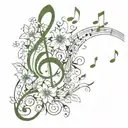 music notes with flowers  tattoo design idea