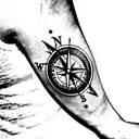 compass with pocket watch tattoo design idea