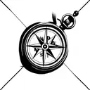 compass with pocket watch tattoo design idea