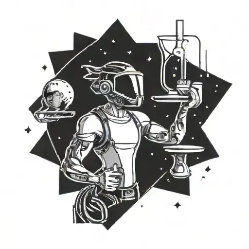 A sci-fi inspired tattoo featuring a futuristic bartender mixing drinks in outer space tattoo design idea