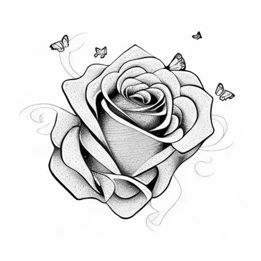 Rose women face broken heart butterfly  tattoo design idea