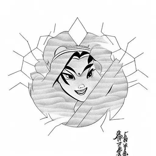 mulan ninjia girl  tattoo design idea