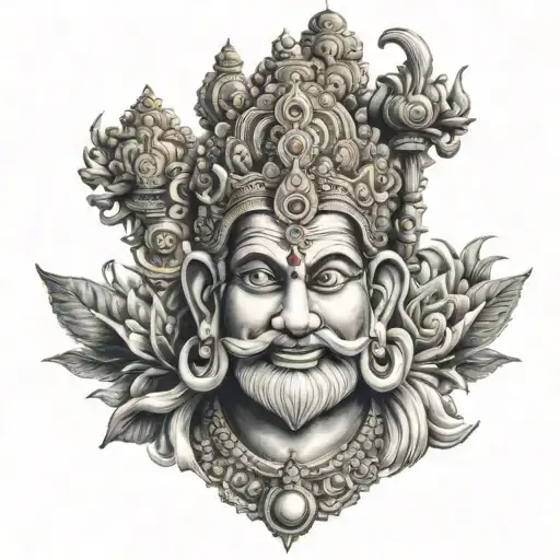 a combination of lord Brahma, Vishnu , Yamaraj tattoo design idea