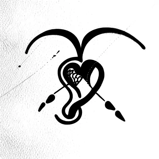 corazon mezclado con guitarra tattoo design idea