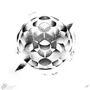 An abstract design combining elements of a football, a luxury house, and a sports car, symbolizing the client's passions tattoo design idea