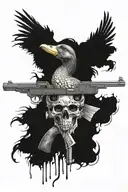 skull hunting weapon gun hunter duck tattoo design idea