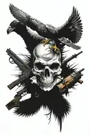 skull hunting weapon gun hunter duck tattoo design idea