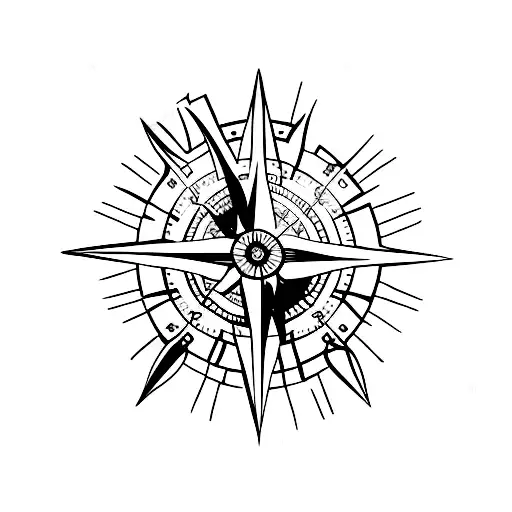 A minimalist tattoo of a compass surrounded by Arctic wildlife, representing the client's love for hiking and nature. tattoo design idea