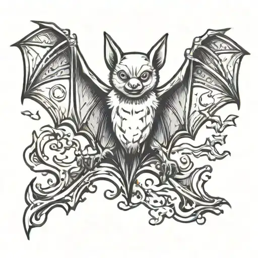 bats flying tattoo design idea