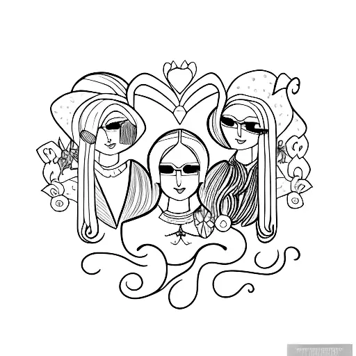 3 daughters tattoo design idea