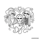 3 daughters tattoo design idea