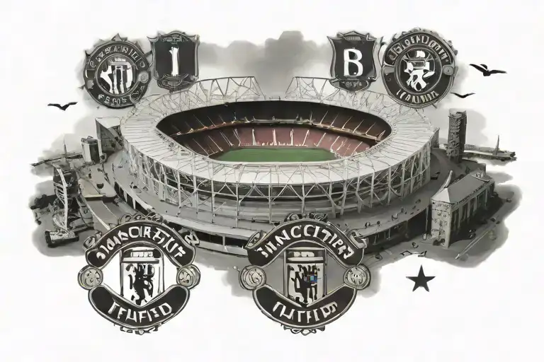 Old Trafford stadium tattoo design idea