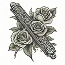 harmonica and roses cross stitch tattoo design idea