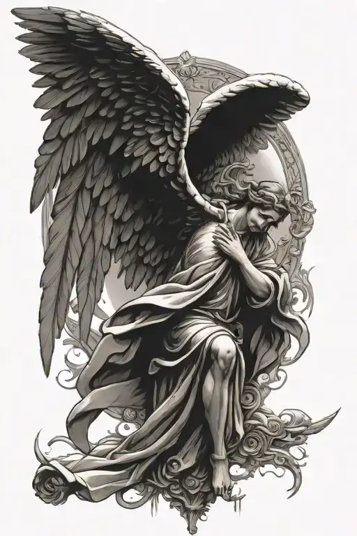 Archangel Gabriel back piece tattoo design idea