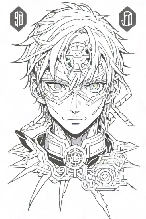 gojo satoru blue eyes with domain expansion symbol tattoo design idea