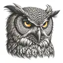 evil looking owl head tattoo design idea