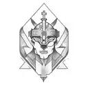 the word "SAINT" in and edgy font with a slash style of straight lines and sharp edges tattoo design idea