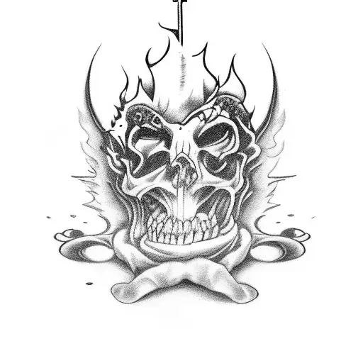 a church burning tattoo design idea