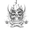 a church burning tattoo design idea