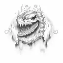 a church burning tattoo design idea