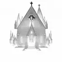 a church burning tattoo design idea