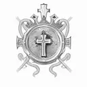 beerglass cross king crown tattoo design idea