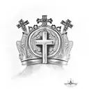 beerglass cross king crown tattoo design idea