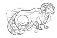 sheep and snake slithering tattoo design idea