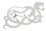 sheep and snake slithering tattoo design idea
