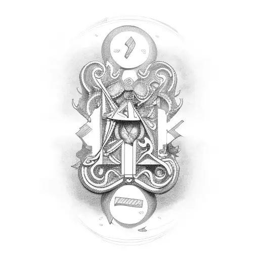 Black and Grey Libra Scale With Rosary Tattoo Idea - BlackInk AI