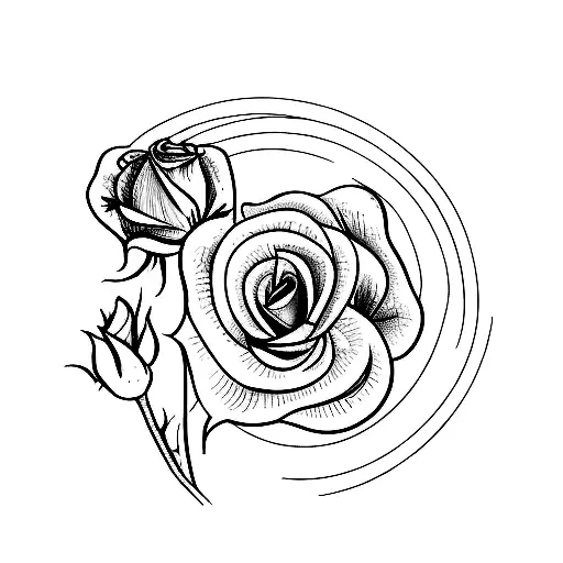 Two flowers, a rose and a carnation with yours stalk crossing  tattoo design idea