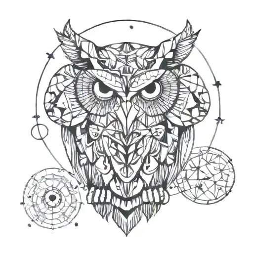 owl, elephant, africa, moon phases tattoo design idea